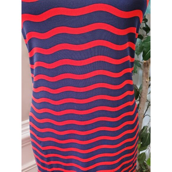 Tommy Bahama Red Navy Blue Sea Swell Split Neck Spa Dress Tassel Ties Size Small - Picture 3 of 13